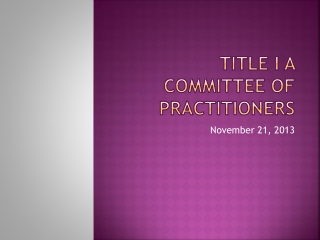 Title I a Committee of Practitioners