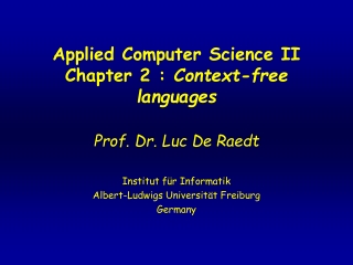 Applied Computer Science II Chapter 2 :  Context-free languages