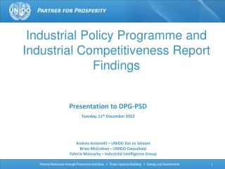 Industrial Policy Programme and Industrial Competitiveness Report Findings