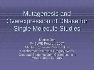 Mutagenesis and Overexpression of DNase for Single Molecule Studies