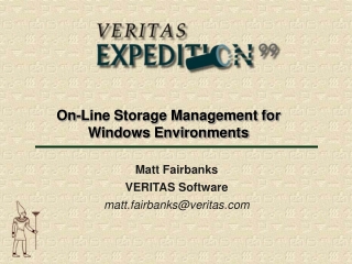 On-Line Storage Management for Windows Environments