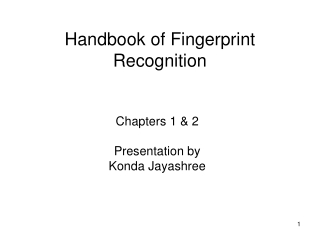 Handbook of Fingerprint Recognition