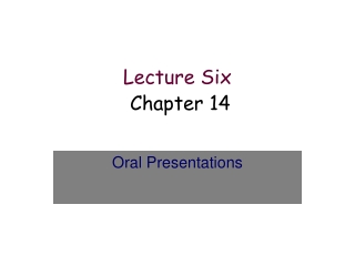 Lecture Six        Chapter 14