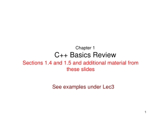 Chapter 1 C++ Basics Review