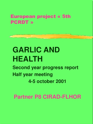 European project « 5th PCRDT »