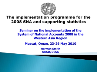 The implementation programme for the 2008 SNA and supporting statistics