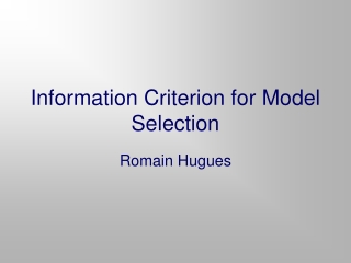 Information Criterion for Model Selection