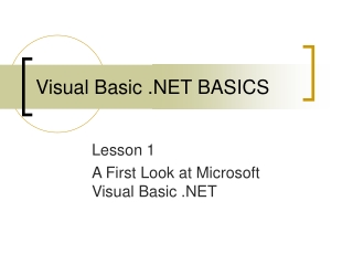 Visual Basic .NET BASICS