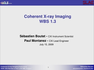 Coherent X-ray Imaging WBS 1.3