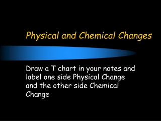 Physical and Chemical Changes