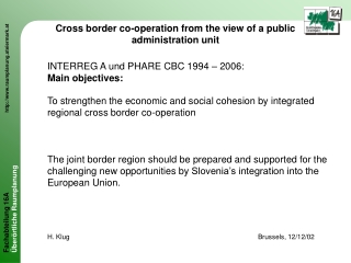 Cross border co-operation from the view of a public administration unit