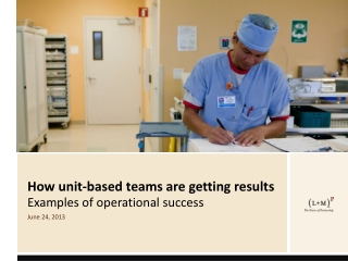 How unit-based teams are getting results  Examples of operational success June 24, 2013