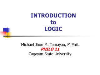 INTRODUCTION to LOGIC