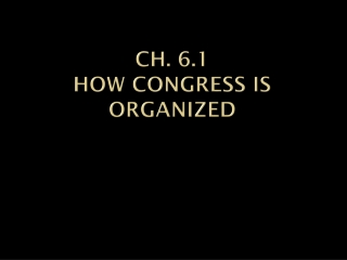 Ch. 6.1 how Congress is Organized