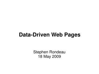 Data-Driven Web Pages