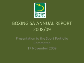 BOXING SA ANNUAL REPORT 2008/09