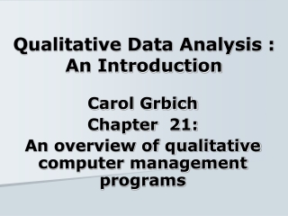 Qualitative Data Analysis : An Introduction