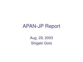 APAN-JP Report