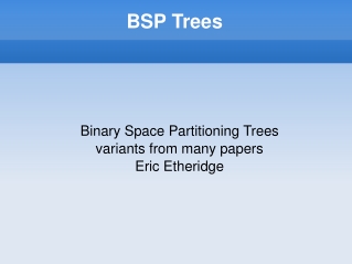 BSP Trees