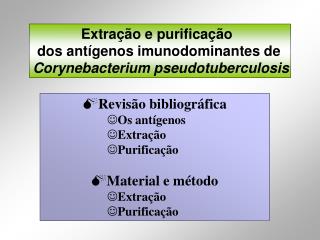 Extração e purificação dos antígenos imunodominantes de Corynebacterium pseudotuberculosis