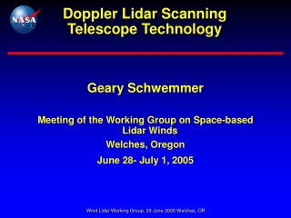 Doppler Lidar Scanning Telescope Technology