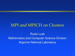 MPI and MPICH on Clusters