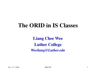 The ORID in IS Classes