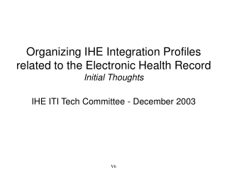 Organizing IHE Integration Profiles related to the Electronic Health Record Initial Thoughts