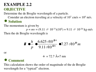 EXAMPLE 2.2 OBJECTIVE Determine the de Broglie wavelength of a particle.
