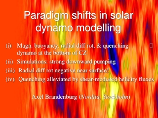 Paradigm shifts in solar dynamo modelling