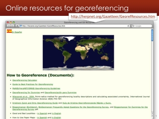 Online resources for georeferencing