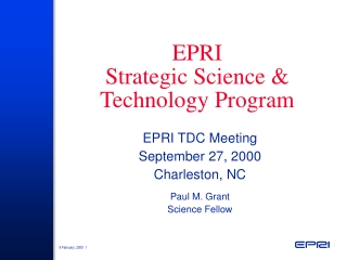 EPRI Strategic Science &amp; Technology Program