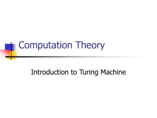 Computation Theory