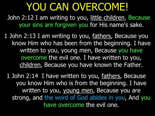 YOU CAN OVERCOME!