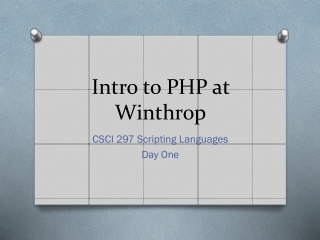 Intro to PHP at Winthrop