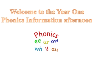 Welcome to the Year One Phonics  Information afternoon