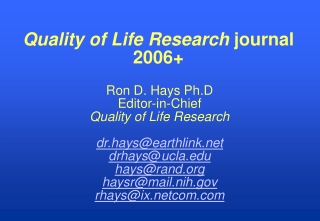 Quality of Life Research  journal 2006+