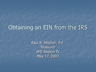 Obtaining an EIN from the IRS