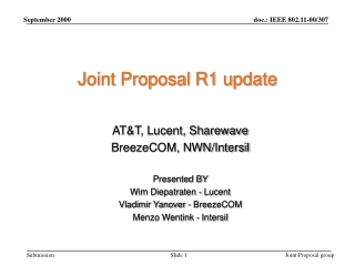 Joint Proposal R1 update