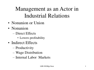 Management as an Actor in Industrial Relations