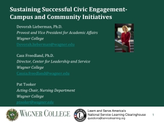 Sustaining Successful Civic Engagement- Campus and Community Initiatives