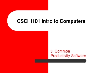 CSCI 1101 Intro to Computers