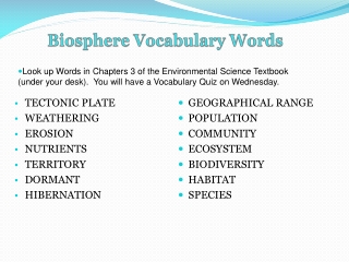 Biosphere Vocabulary Words
