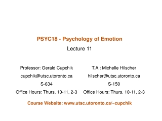 PSYC18 - Psychology of Emotion Lecture 11