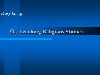 On  Teaching Religious Studies