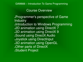 GAM666 – Introduction To Game Programming