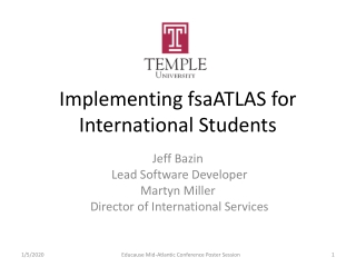 Implementing fsaATLAS for International Students