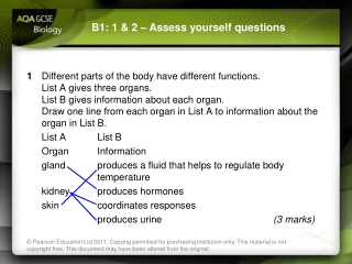 B1: 1 &amp; 2 – Assess yourself questions