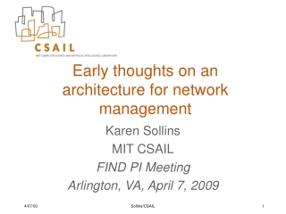 Early thoughts on an architecture for network management