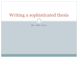Writing a sophisticated thesis
